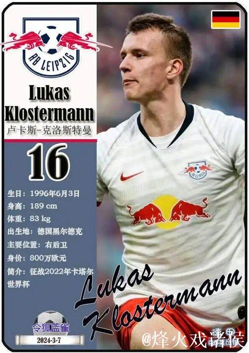 莱比锡边卫克洛斯特曼与球队续约至2024年 莱比锡边卫克洛斯特曼与球队续约至2024年